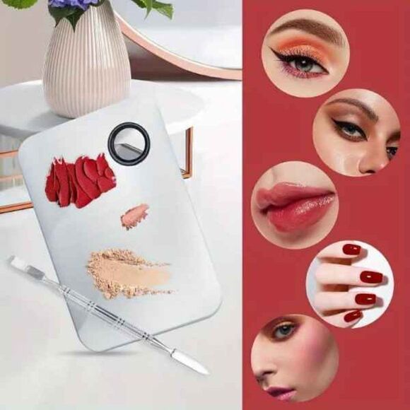 Stainless Steel Beauty Makeup Mixing Palette With Spatula - Picture 7 of 9